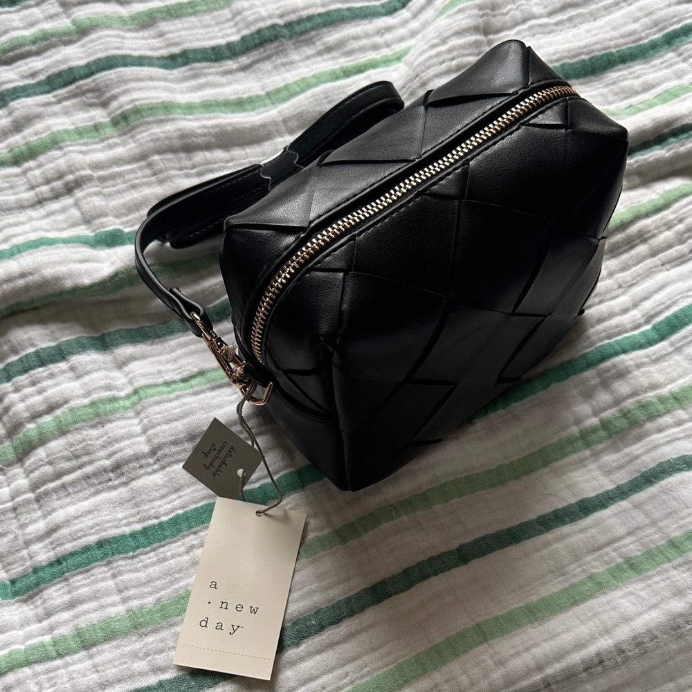 A New Day Black Quilted Cosmetic Bag